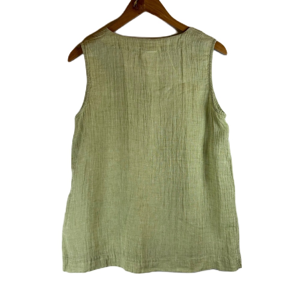 Pure Jill J Jill Womens Small Green 100% Linen Tunic Top V-Neck Coastal Grandma - Picture 2 of 8